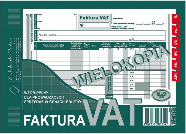 Michalczyk&Prokop 140-3 Druk M FAKTURA A5 BRUTTO WIELOKOPIA