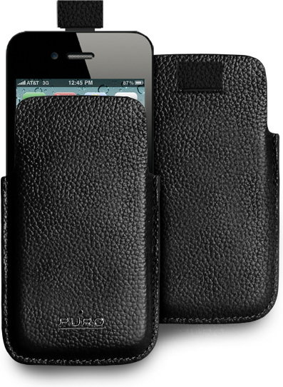 PURO Leather Skórzane Etui iPhone 4/4S (czarny) IPC4PELLEBLK
