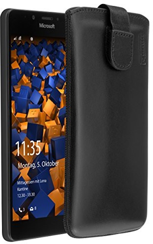 Mumbi Microsoft Lumia 950 futerał na etui czarne (klapka z funkcją wyciągania pomoc do wyciągania)