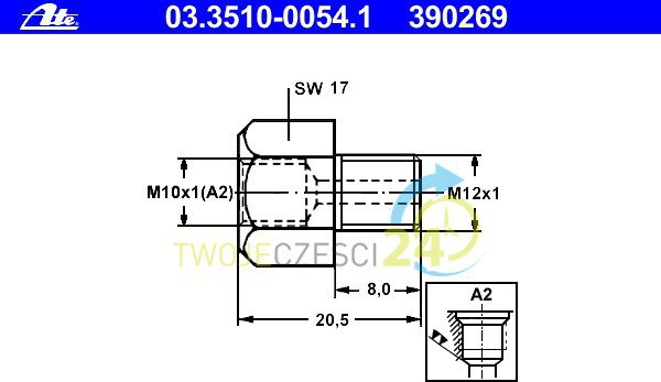 ATE Adapter, przewód hamulcowy 03.3510-0054.1