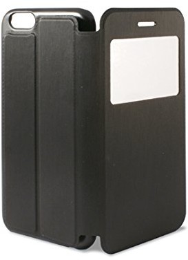 Ksix B0926FU21 pokrowiec ochronny z okienkiem i funkcją stojaka do Apple iPhone 6 Plus 5,5 cala (13,9 cm), czarna