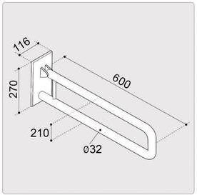 Poręcz ERGOPLUS stała 80cm do wc/umywalek, malowana proszkowo, biała