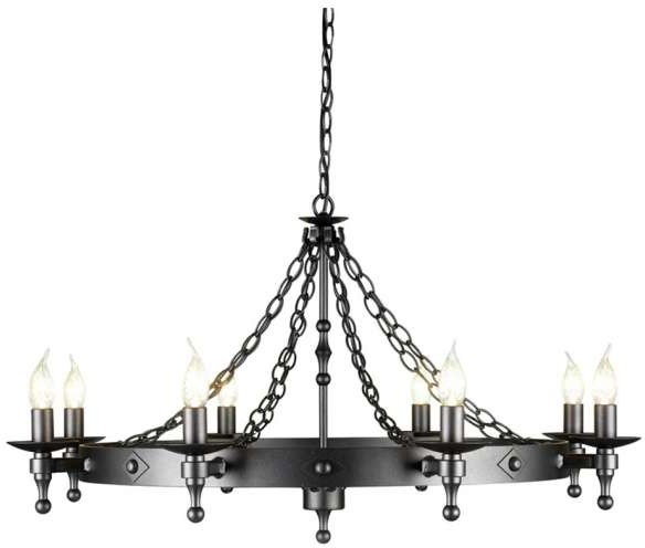 Elstead Lighting Żyrandol LAMPA wisząca WARWICK WR8 GR metalowa OPRAWA świecznikowa grafi
