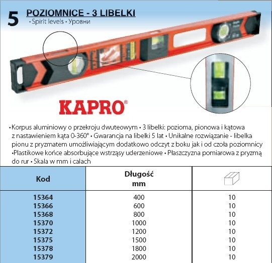 Proline Poziomnica - 3 LIBELKI DłUGOŚĆ 800 mm 15368