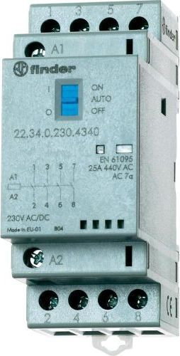 Finder Stycznik modułowy, 2NO+2NC Auto-On-Off,+ LED 25A 230V AC/DC, 22.34.0.230.