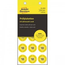 Avery Tabliczki Inwentaryzacyjne Winylowe Do Opisu Ręcznego ZWECKFORM 2018 średnica 20 mm 120szt Żółte