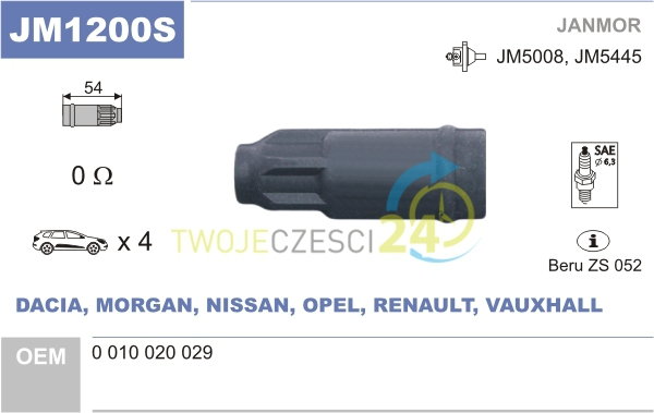 JANMOR Wtyczka, cewka zapłonowa JM1200S