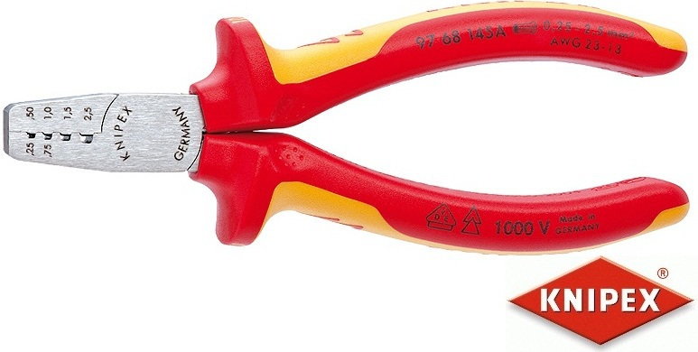 Knipex szczypce do zagniatania tulejek kablowych, dwukomponentowe, izolowane (97 (97 68 145 A)