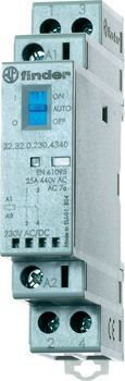 Finder Stycznik modułowy 2 polowy + LED, 2 NO 25A 230V AC/DC, 22.32.0.230.4320