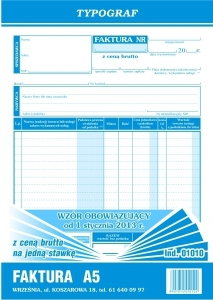 Typograf Druk Faktura VAT Brutto jednostawkowa 01010 TP010