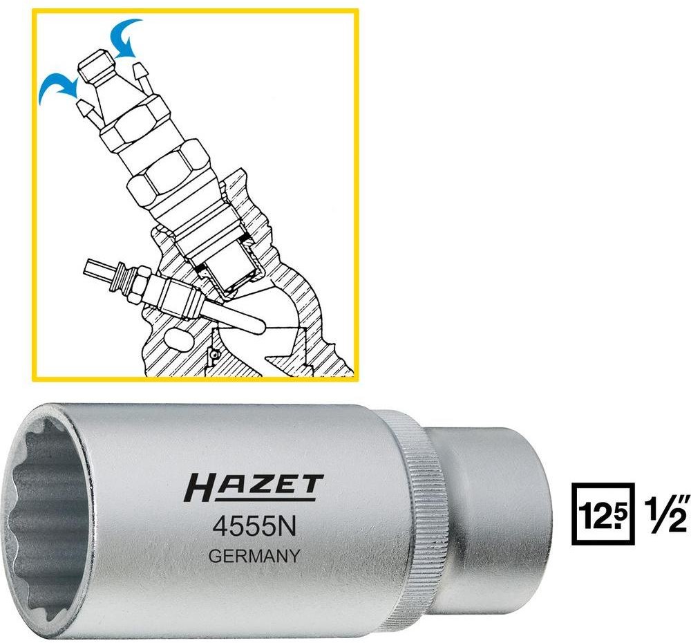 Hazet Nasadka 1/2 12.5 mm) 4555N zewnętrzny sześciokąt 27 mm Długość netto 85 mm