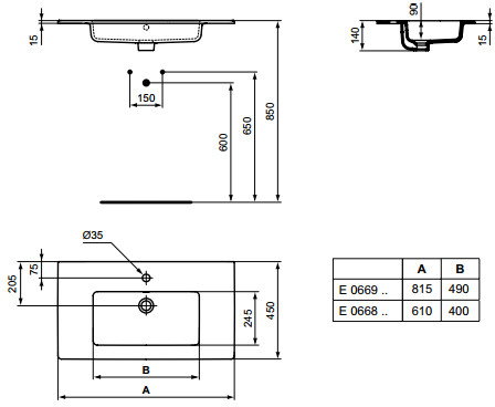 Ideal Standard Tempo 81,5x45,5 E066901
