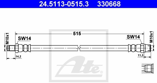 ATE PRZEWÓD HAM 24.5113-0515.3 MERCEDES V200 129KM 97-03, V220 CDI 122KM 99-03, V280 174KM 97-03   24.5113-0515.3