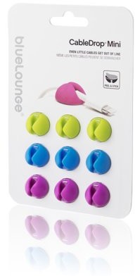 BlueLounge CableDrop mini uchwyty na kabel 9 szt. jaskrawe CDM-BR