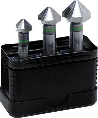 alpen 229200003100 pogłębiacze stożkowe HSS, 90 stopni, DIN 335 C, średnica 12,4, 16,5, 20,5 mm jako zestaw 3-częściowy w opakowaniu 229200003100