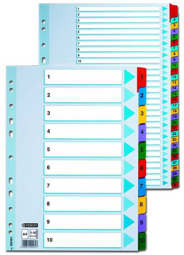 Esselte PRZEKŁADKI KARTONOWE MYLAR A4 1-31 (0B) 100164