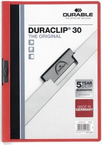 Duraclip Durable Original 30, Skoroszyt zaciskowy A4, 1-30 kart., kolor czerwony