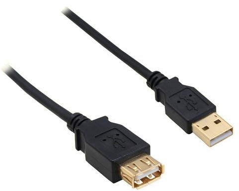 InLine USB 2.0 kabel, czarna, Golden styki, AM/AF, 0,5 m