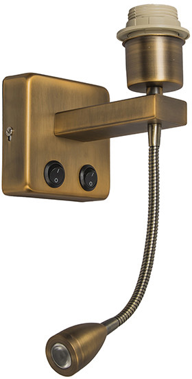 QAZQA Kinkiet brąz z diodą LED z ramieniem do czytania - Brescia Combi