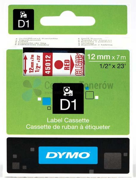 Dymo oryginalny taśma do drukarek etykiet 45012 S0720520 czerwony druk/prze