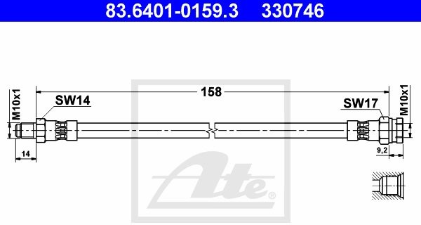ATE PRZEWÓD HAM 83.6401-0159.3 FIAT DUCATO 2.0 110KM 02-, 2.8JTD 128KM 02-/ CITROEN JUMPER 2.2HDI 101KM 02 83.6401-0159.3