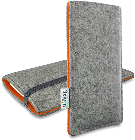 APPLE Stilbag Filztasche 'FINN' für iPhone 7 - Farbe: hellgrau/orange