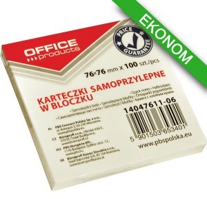 Office products PBS Bloczek samop. , 76x76mm, 1x100 kart., pastel, jasnożółte PB0