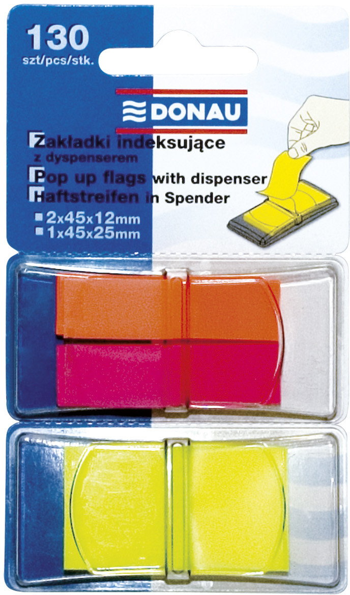 Donau Zakładki indeksujące , PP, 12x40mm/25x45mm, 2x40/1x50 mix kolorów 7559001PL