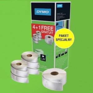 Dymo Pakiet promocyjny 4 rolki 89x36 plus jedna rolka 19x51 gratis, 1921701
