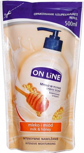 Zdjęcia - Mydło LINE On   kremowe w płynie Mleko i Miód - uzupełnienie, 500ml 