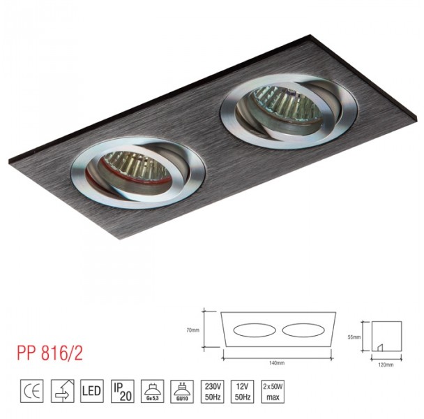 Light&More LM 816/2 OPRAWA HALOGENOWA LED WPUSZCZANA OCZKO REGULOWANA ALUMINIUM CZARNY MR11 GU10 GU5,3