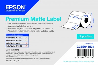 Epson PREMIUM MATTE LABEL - DIE-CUT - C33S045534