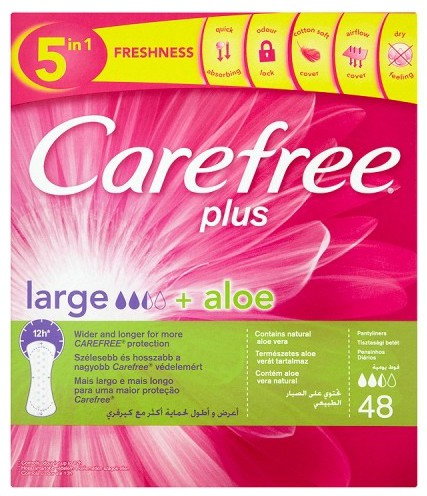 Carefree Plus Large + Aloe Wkładki higieniczne 48 sztuk