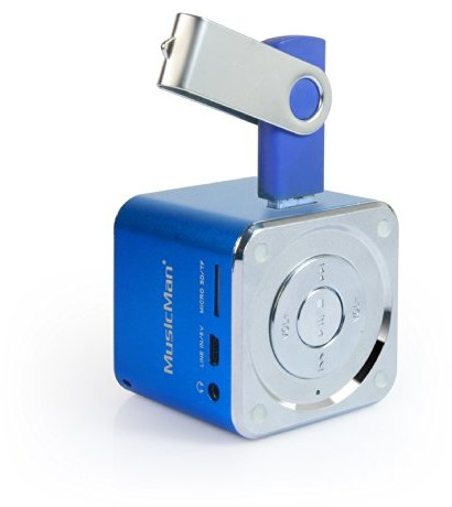 MusicMan mini głośnik bezprzewodowy Soundstation (odtwarzacz MP3, głośnik stereo Bluetooth, funkcja Line-In, wejście na karty SD/MicroSD), niebieski 3530