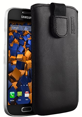 Mumbi prawdziwe skórzana torba na Samsung Galaxy (klapka z funkcją wyciągania), Galaxy S4 Mini, czarny
