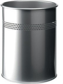 Durable Kosz na śmieci okrągły metalowy 15l perforacja 30mm srebrny