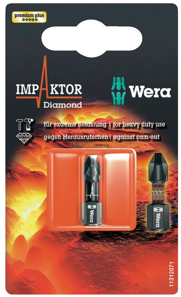 Wera Bit z końcówką krzyżową PZ 3 855/1 IMP DC SB SiS stal narzędziowa z diamentową powłoką 25 mm D 6.3 1 szt