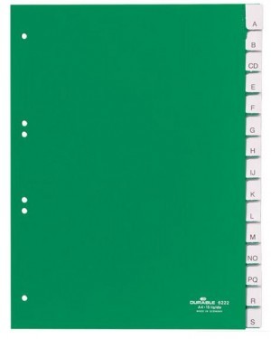 DURABLE Przekładka A4 zielone, zgrzane wymienne indeksy, A-Z 15 części