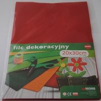 Mona F34 Filc w arkuszach 20cm x 30cm Kolor czerwony 5 sztuk