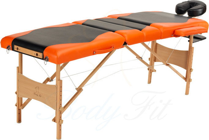Bodyfit Łóżko do masażu 4 segmentowe dwukolorowe czarno - pomarańczowe - czarno