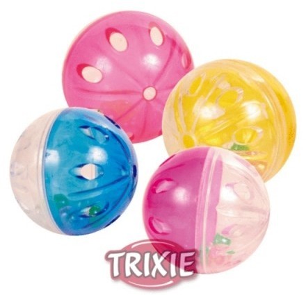 Trixie Piłki Plastikowe Przezroczyste Z Grzechotką 5Cm 4Szt.