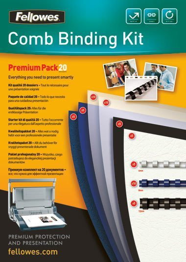 Fellowes Zestaw do bindowania grzbietami plastikowymi - Starter Pack Premium 20