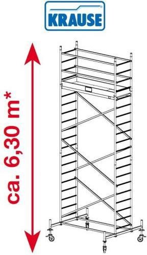 Krause Rusztowanie jezdne, aluminiowe ProTec 6.30m robocza