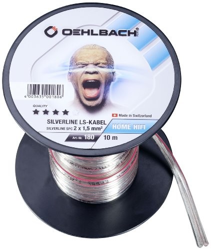 Oehlbach OEHLBACH Silver Line SP-15 posrebrzane przewód głośnikowy 2 X 1,5 MM, Mini cewki przezroczysty 10 m 4003635001806