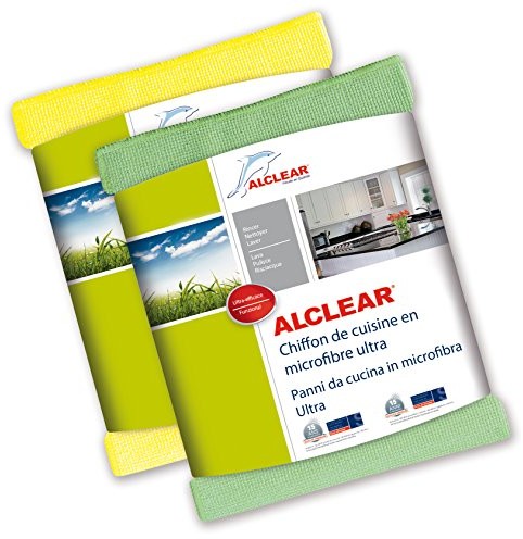 ALCLEAR CrystalClear 8215810yg ręczniki chusteczki do czyszczenia specjalnego kuchennych, 32 x 36 cm, zielony/żółty, 2 sztuki