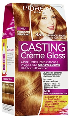 Loreal L'Oréal Paris a2797704 kremowy Gloss Farba do włosów, 834 miedź akcesoria do pielęgnacji złoty blond A2797704