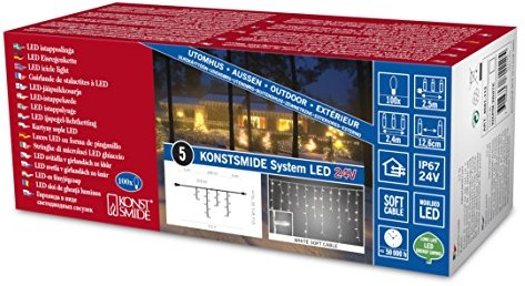 Konstsmide 4681-112 LED System Erweiterung / Lichtervorhang Eisregen / für Außen (IP67) / schutzisoliert/umgossen / 100 warm weiße Dioden / weißes Softkabel