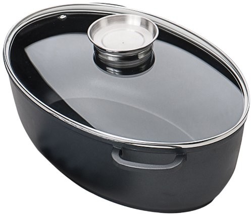 Krüger Karl  Leipzig 23042 brytfanna do pieczenia gęsi z odlewanego aluminium, ze szklaną pokrywką, 42 cm 23042