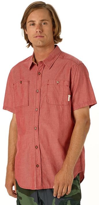 Burton Koszula męska GLADE SS BRICK czerwony CHAMBRAY