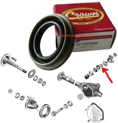 CROWN Uszczelniacz wałka ataku mostu DANA60 Dodge Ram 1999-2001